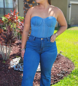 Medium Denim Bodysuit