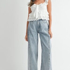 PLEATED WIDE LEG JEAN