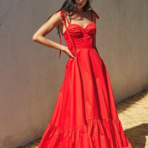 Red Corset Maxi Dress