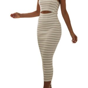 Stripe Knitted Long Dress