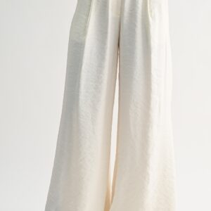 Satin Belted Wide-leg Pants Ivory