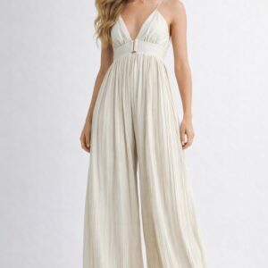 Golden Grace Crisscross Back Maxi Jumpsuit