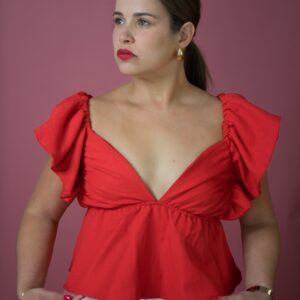Ruffle Open Back Blouse