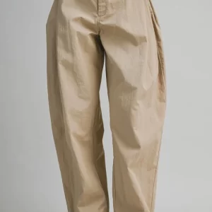 High Waist Barrel Pants With Button Tab Hem Detail