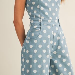 Retro Polka Tube Jumpsuit With Pockets