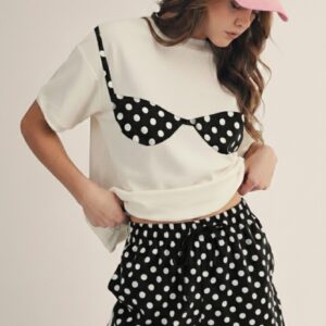 Daydream In Polka Dots Bikini Top Black