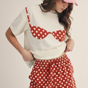 Daydream In Polka Dots Bikini Top Red