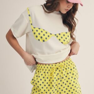 Daydream In Polka Dots Bikini Top Lemon