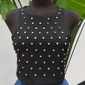 Midnight Gold Studded Top