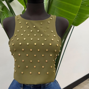 Golden Olive Studded Top