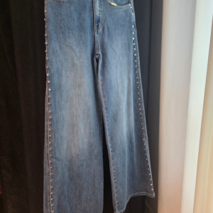 Golden Edge Studded Wide-Leg Jeans
