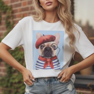 Bonjour Frenchie Oversized Graphic T-Shirt – White