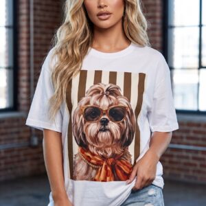 Sassy Shih Tzu Oversized Graphic T-Shirt – White